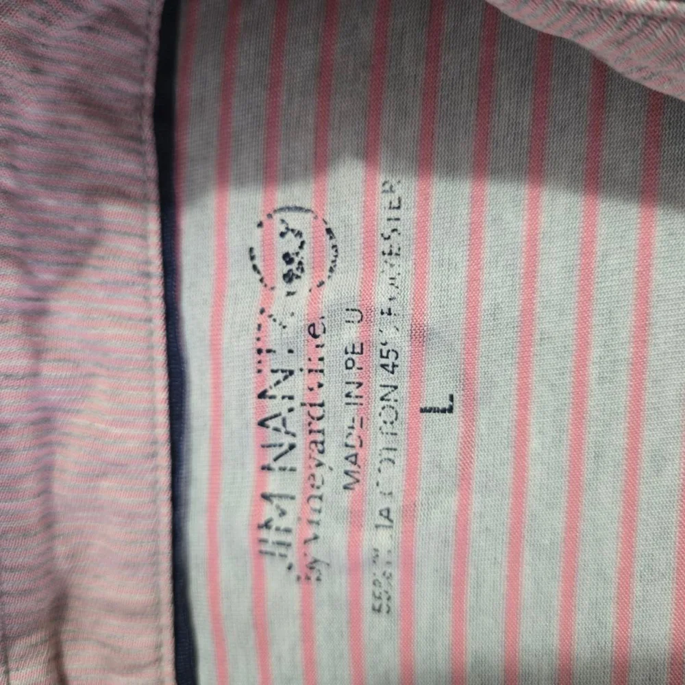 Men's Vineyard Vines Jim Nantz Polo Shirt Size L Gray & Pink Striped